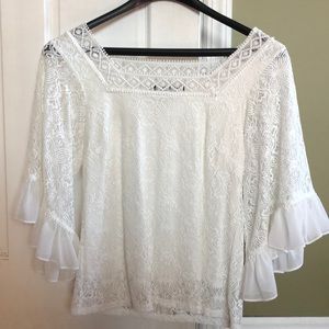 White laced embroidered top.
